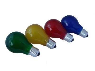 4er Set Partylampen - E27 - 230V - gefrostetes Glas - Rot-Grn-Blau-