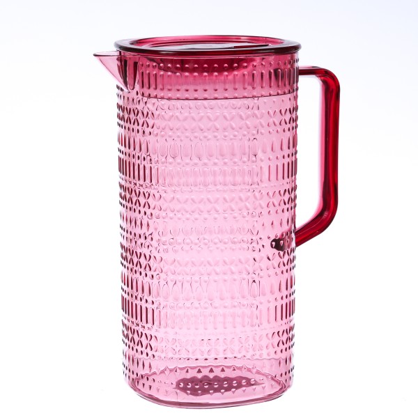 Kanne mit Deckel - Karaffe - Kunststoff - 2-3l - mit Muster - pink